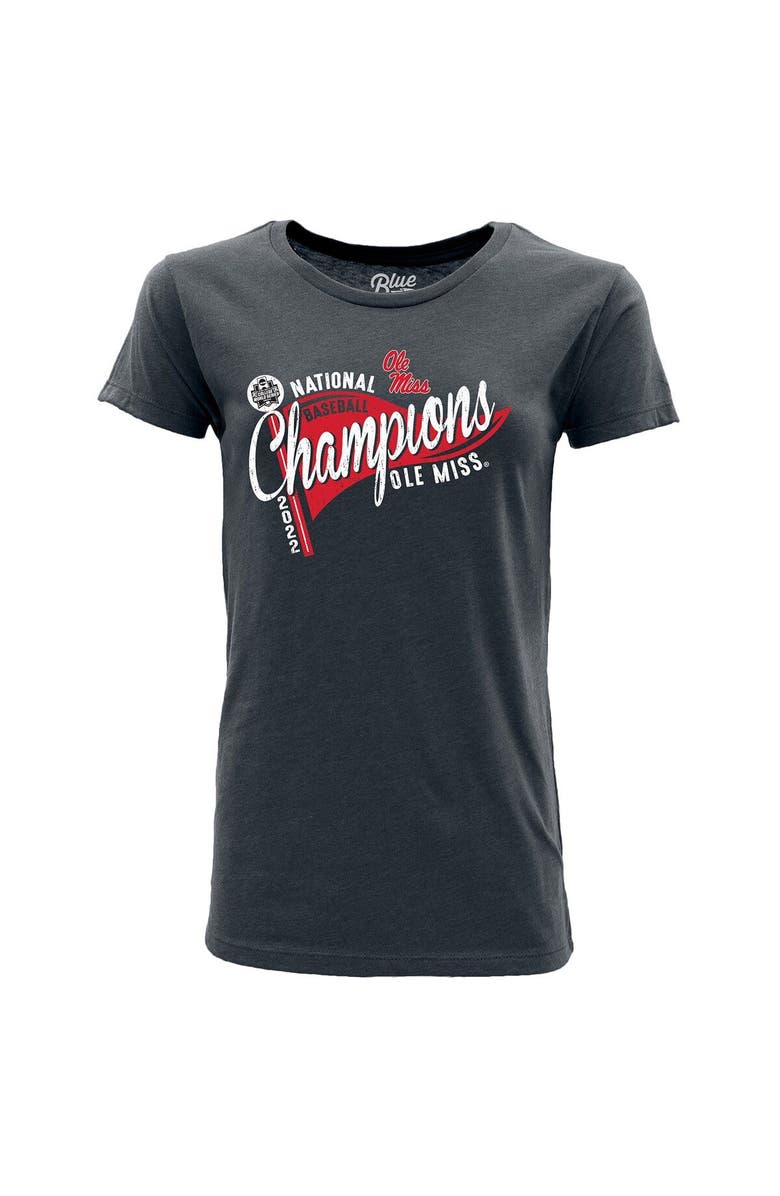 BLUE 84 Women's Blue 84 Heathered Navy Ole Miss Rebels 2022 NCAA Men's Baseball College World Series Champions Pennant T-Shirt, Alternate, color,