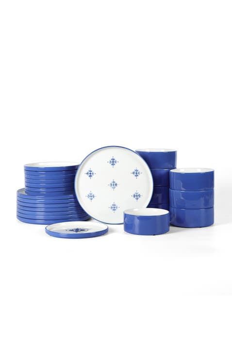 Cobalt Porcelain 24-Piece Dinnerware Set