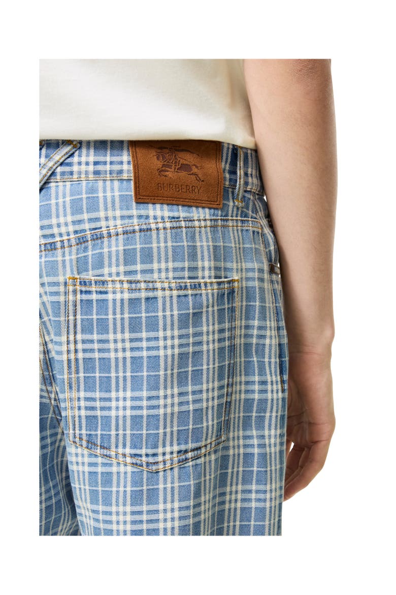 Check Denim Shorts, Alternate, color, Light indigo blue