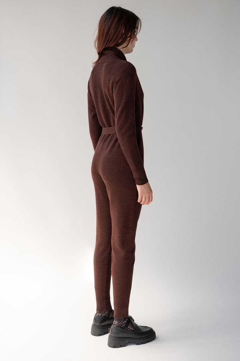 Wrap Neck Jumpsuit, Alternate, color, MAHOGANY