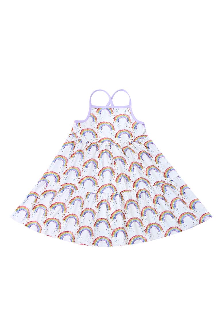 Flower Shower Print Tiered Sundress, Main, color, MULTI
