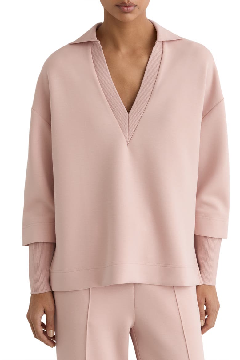Bernie Johnny Collar Sweatshirt, Main, color, PALE PINK