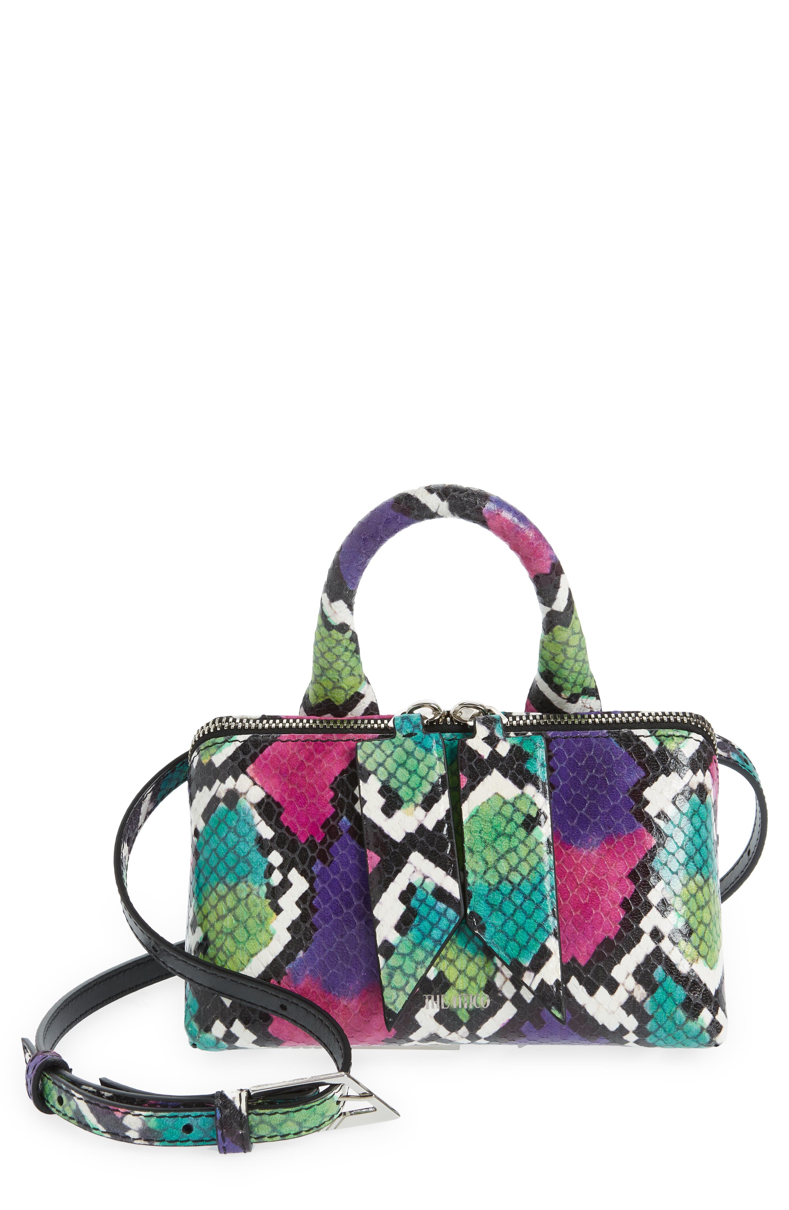 The Attico Friday Snakeskin Print Leather Handbag, Main, color, 