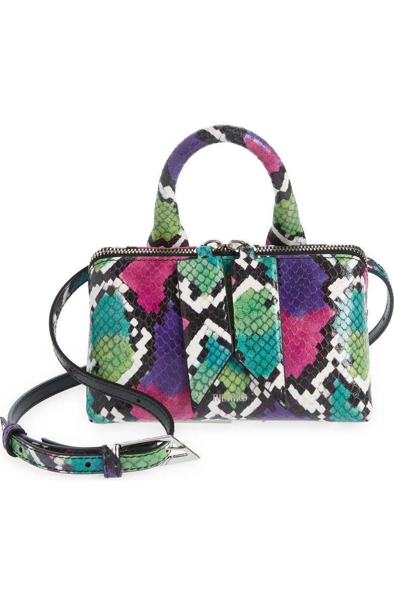 The Attico Friday Snakeskin Print Leather Handbag, Main, color,