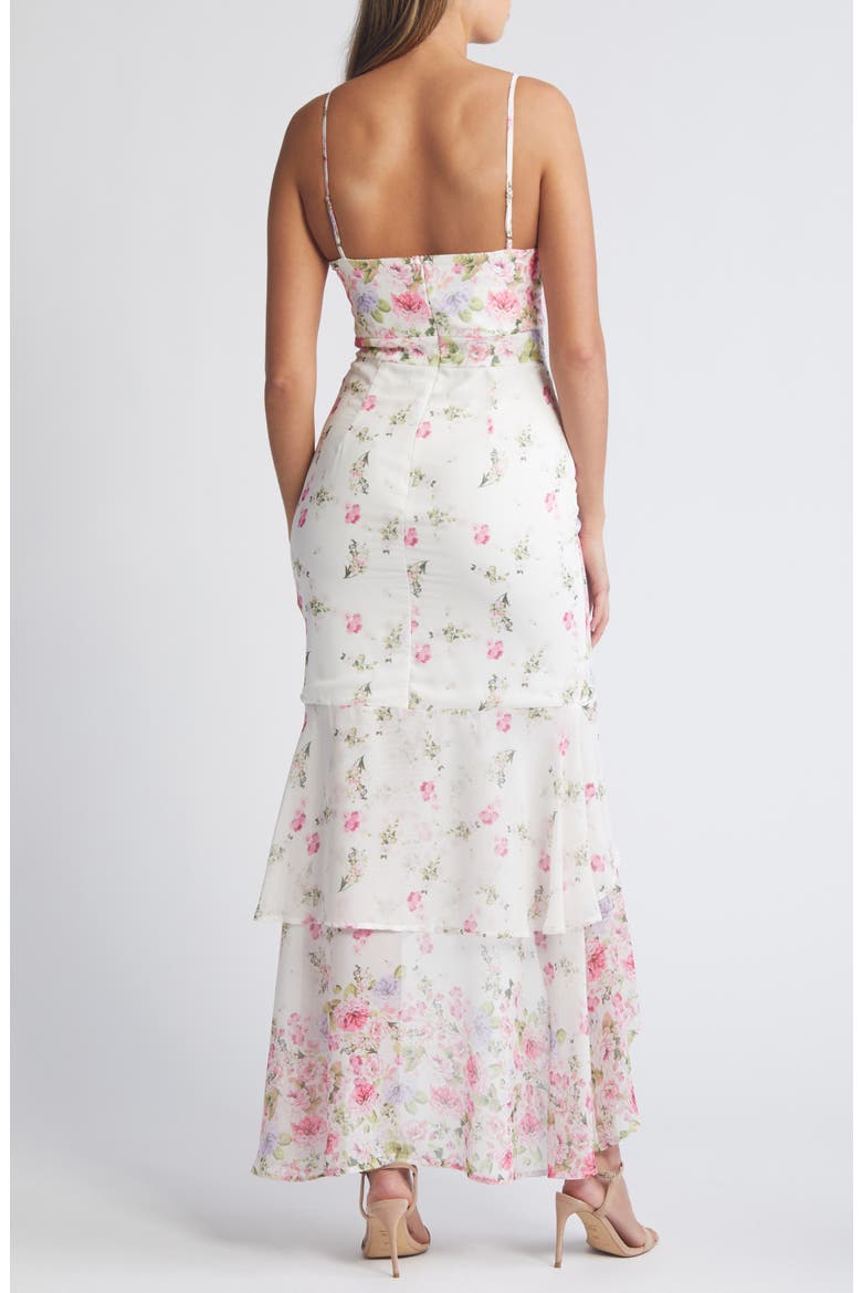 Breathtaking Vision Floral High-Low Dress, Alternate, color, WHITE/ PINK/ GREEN