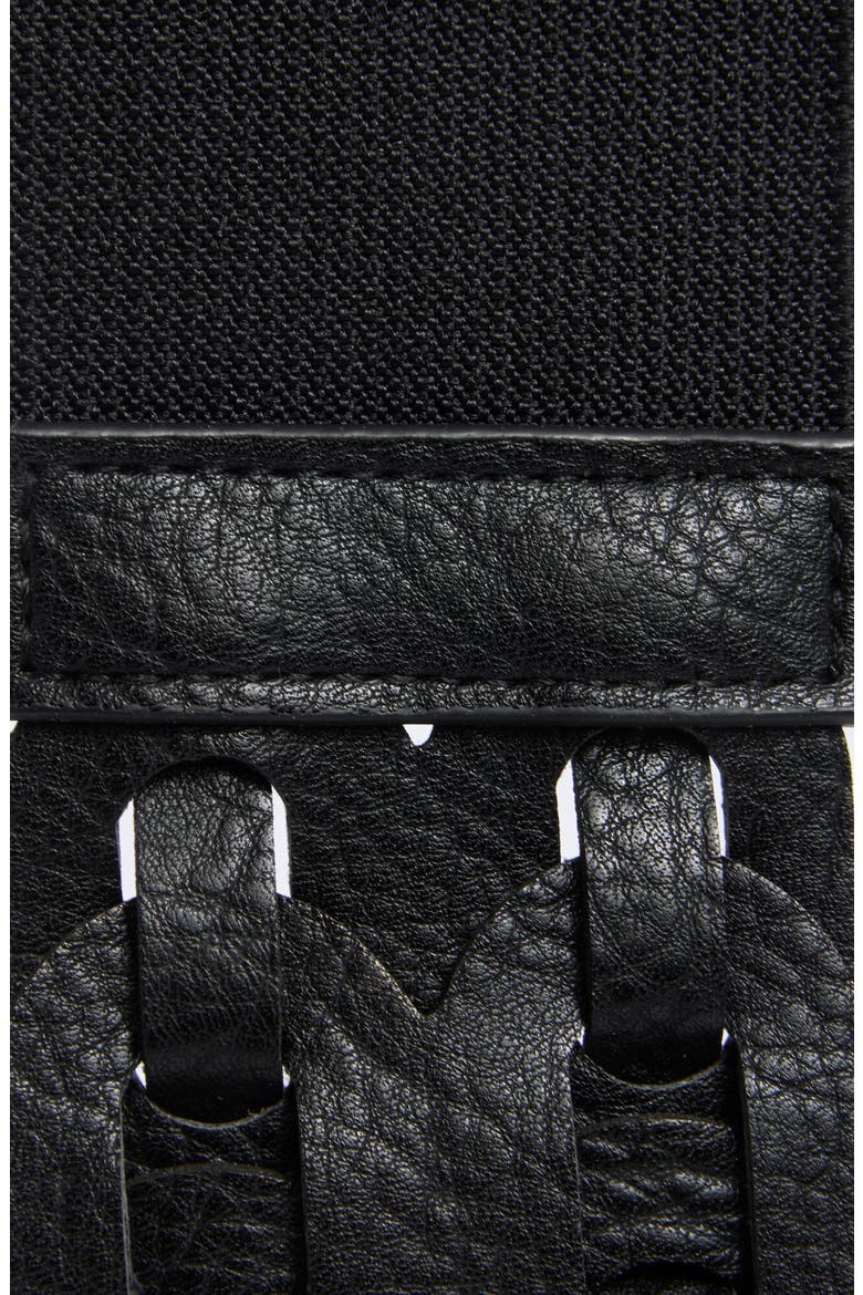 Stretch Woven Faux Leather Belt, Alternate, color, BLACK GOLD