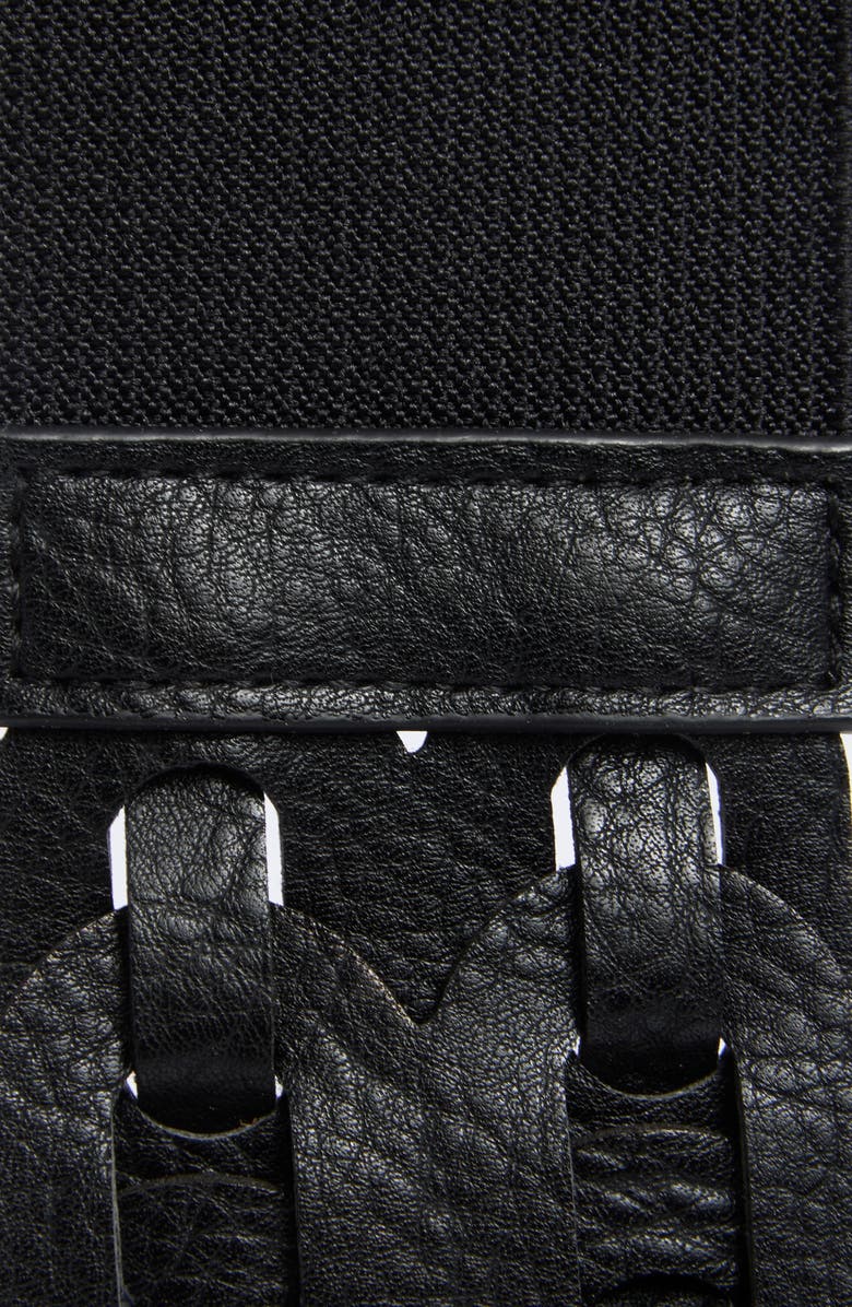 Vince Camuto Stretch Woven Faux Leather Belt, Alternate, color, Black Gold