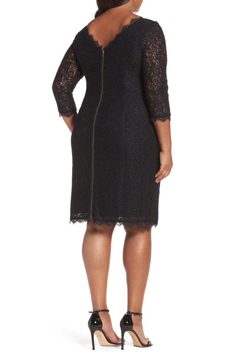 Adrianna Papell Lace Overlay Sheath Dress, Alternate, color, Black