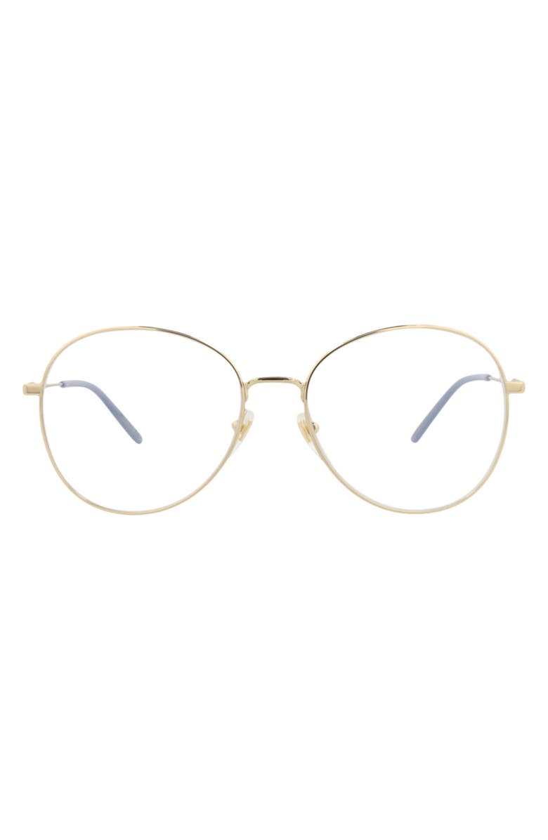 Gucci 57mm Round Optical Glasses, Main, color, Gold Gold Transparent