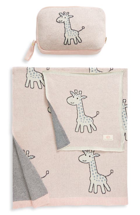 Petite Giraffe Organic Cotton Baby Blanket & Travel Pouch Set