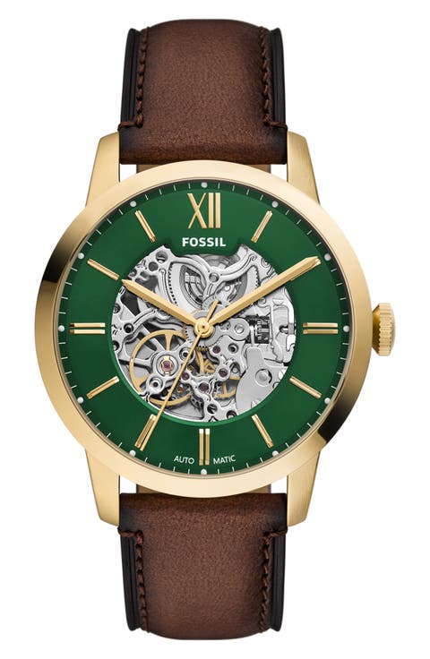 Townsman Automatic Leather Strap Watch, 44mm