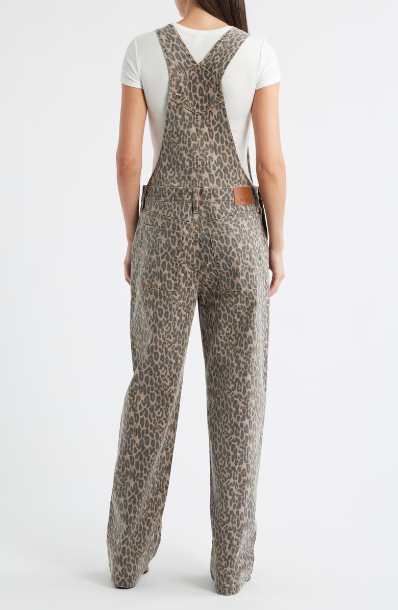 HIDDEN JEANS Cheetah Print Baggy Overalls, Alternate, color, Khaki