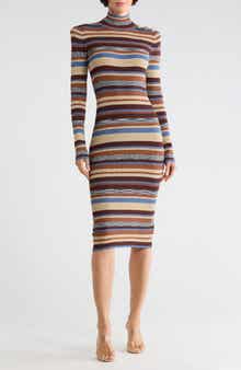 Larelle Striped Metallic Long Sleeve Dress