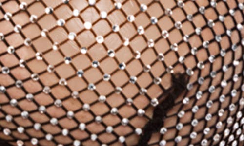 Roma Confidential Think Pink Crystal Fishnet Bralette In Black