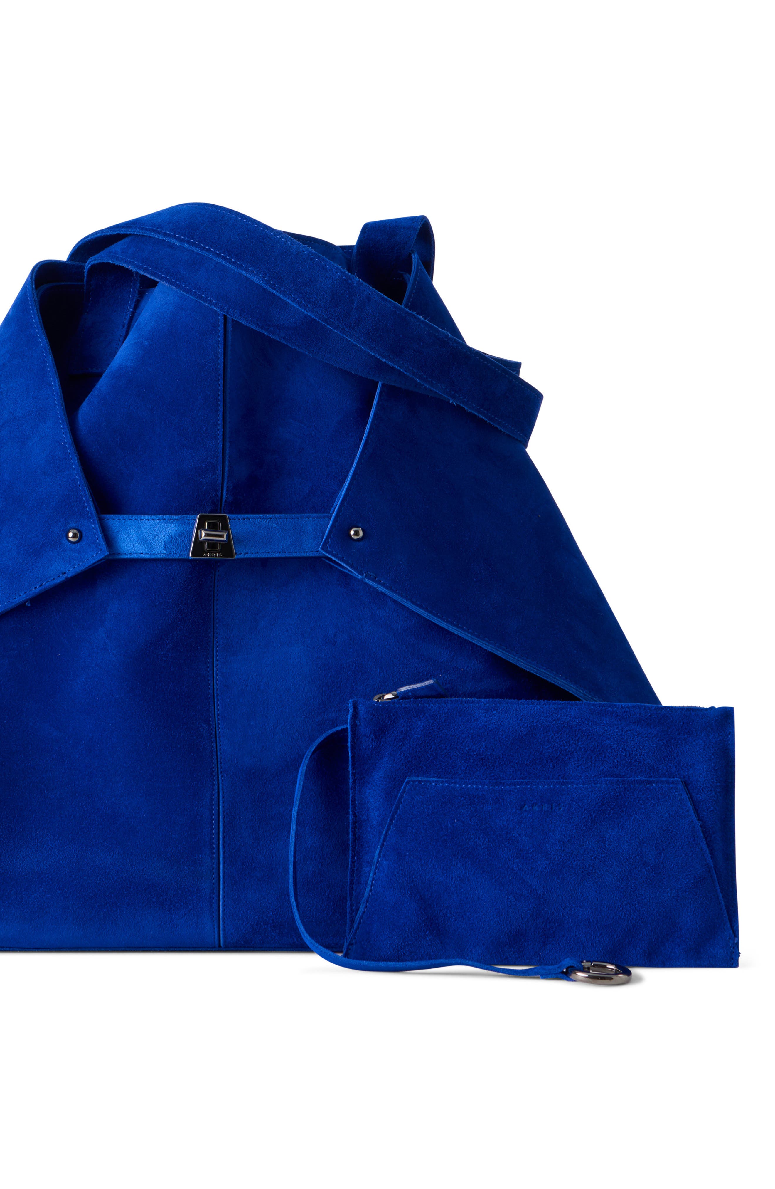 Akris Medium AI Suede Convertible Shoulder Tote, Alternate, color, Ocean