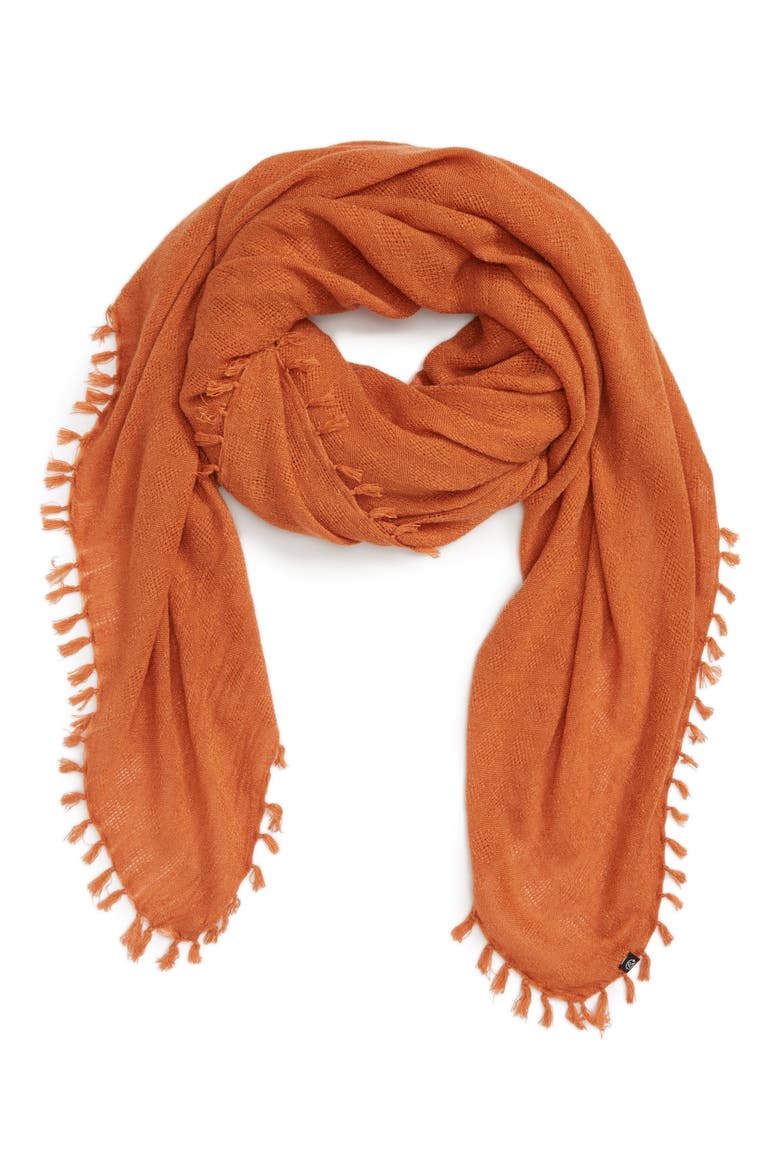 Solid Fringed Scarf, Alternate, color, RUST LEAF