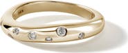 John Hardy Surf 14K Gold Scattered Diamond Ring, 3.8mm