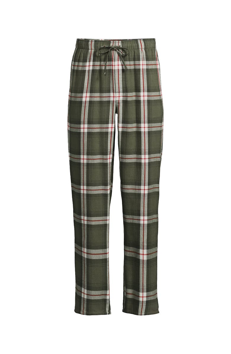 Lands' End Flannel Pajama Pants, Alternate, color, River Stone Green Plaid