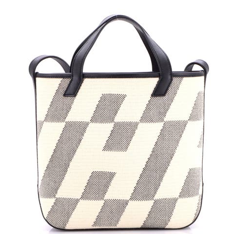 Cabas H en Biais Tote Canvas with Leather 27