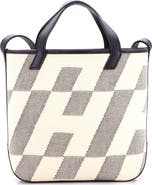 Pre-Owned Hermes Cabas H en Biais Tote Canvas with Leather 27