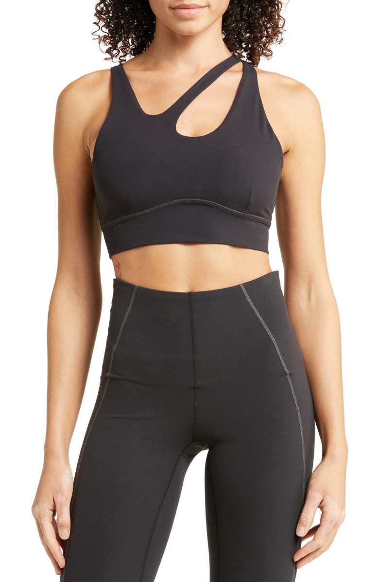 Zella Studio Luxe Asymmetric Sports Bra, Main, color,