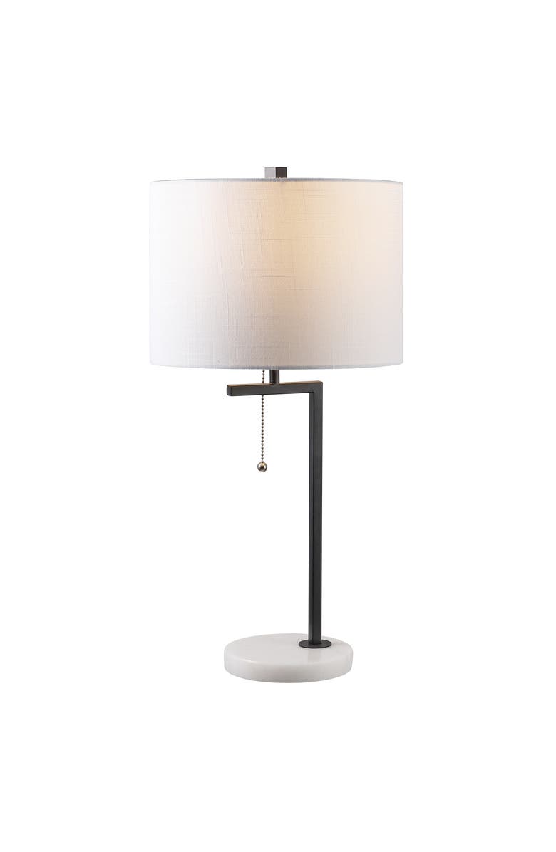 JONATHAN Y Alyssa 24.5" Metal/Marble LED Table Lamp, Brass Gold/White, Main, color, Black