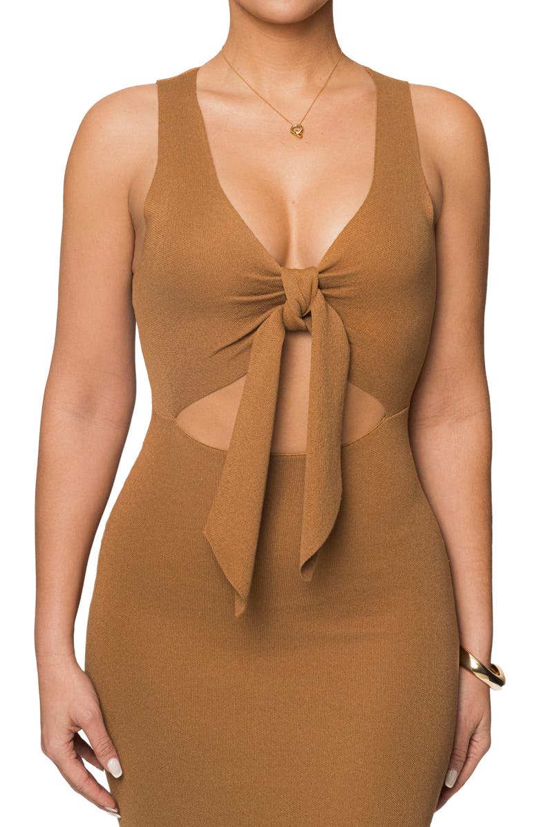 JLUXLABEL Adrienna Sleeveless Cutout Maxi Sweater Dress, Alternate, color, Brown