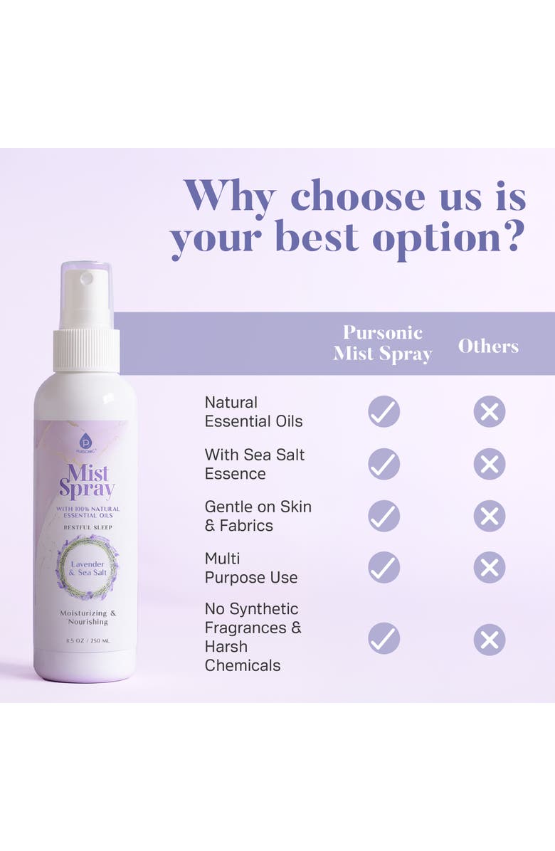 PURSONIC Lavender & Sea Salt Mist Spray + 14-Pack Essential Oil Gift Set for Aromatherapy & Wellness, Alternate, color, Multicolor