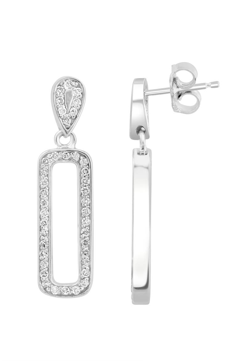 Pavé Diamond Open Link Drop Earrings in 14K White Gold, Main, color, 14K Gold
