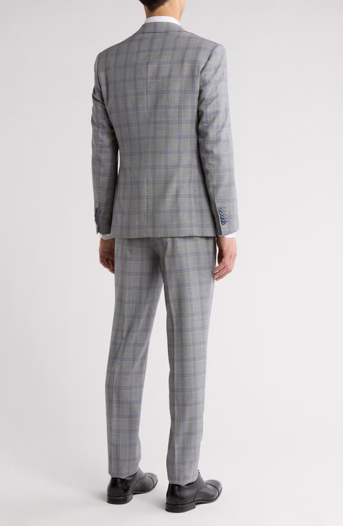 English Laundry Plaid Grey Wool Blend Suit In Gray