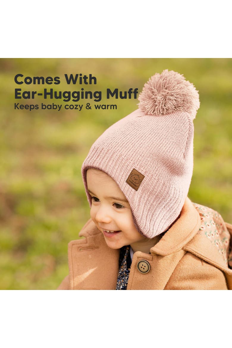 Muff Knitted Beanie, Alternate, color, Blush