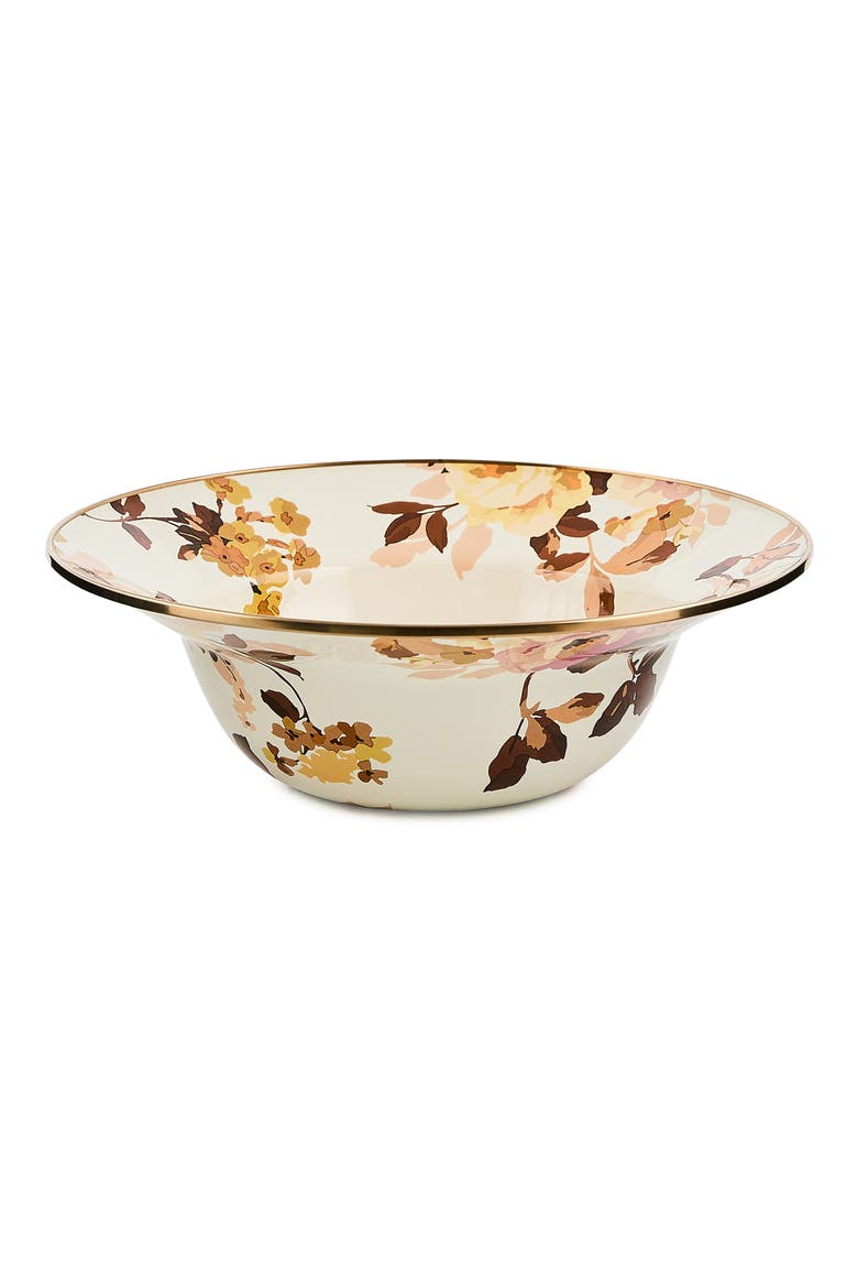 Wild Rose Enameled Steel Serving Bowl, Main, color, WHITE