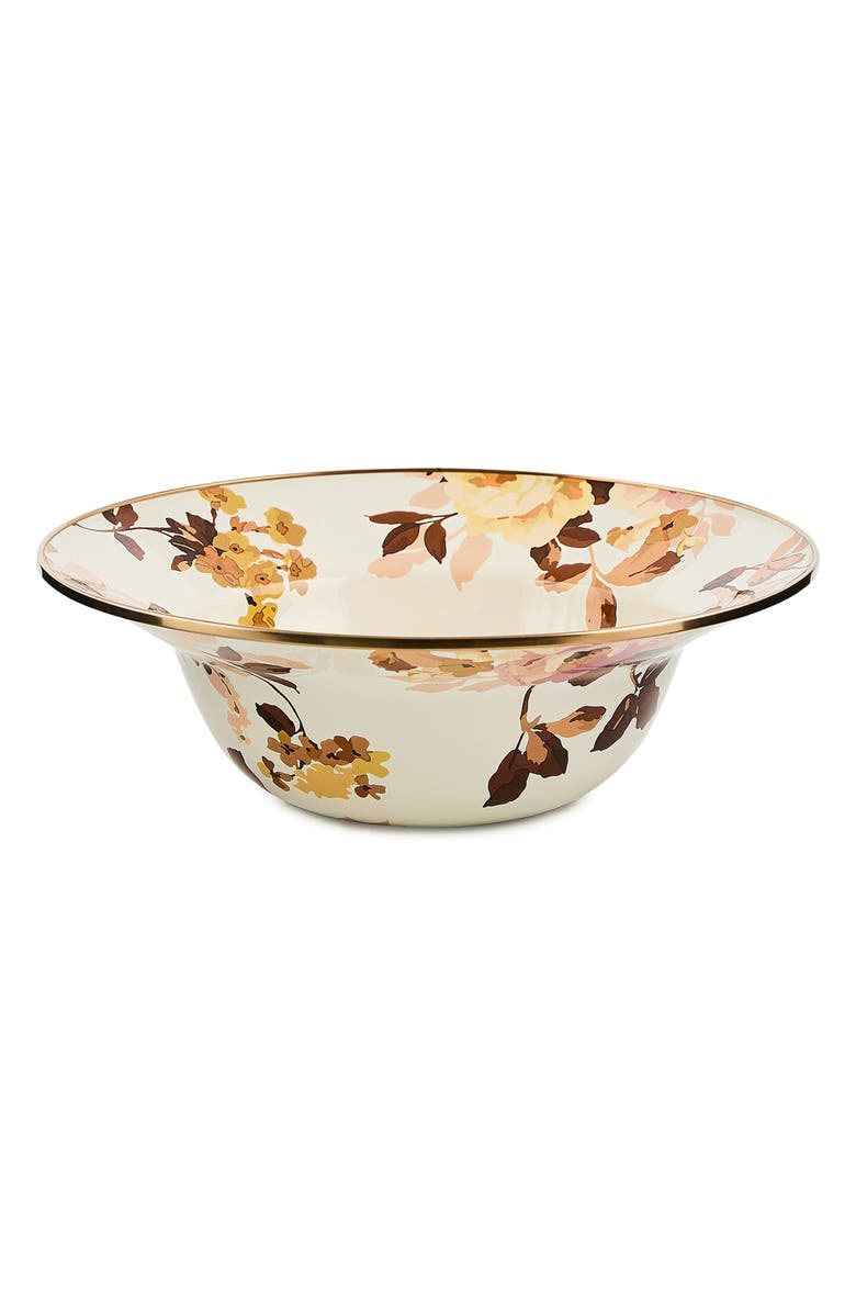 MACKENZIE CHILDS Wild Rose Enameled Steel Serving Bowl, Main, color, White