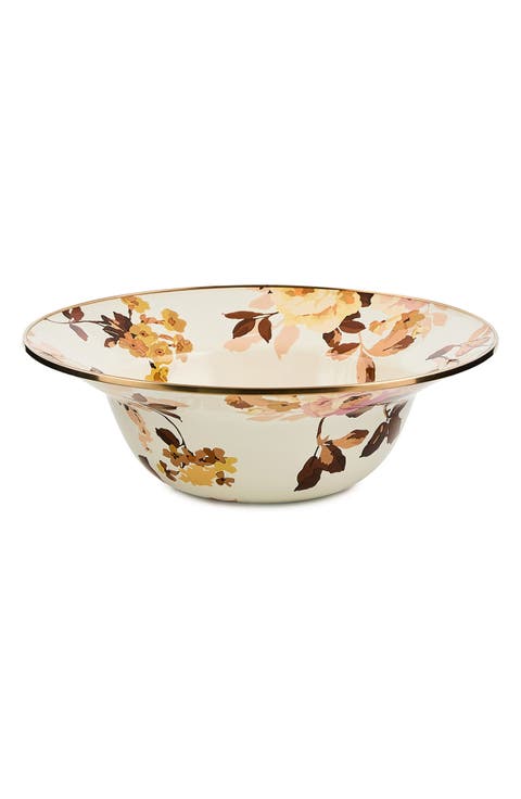 Wild Rose Enameled Steel Serving Bowl
