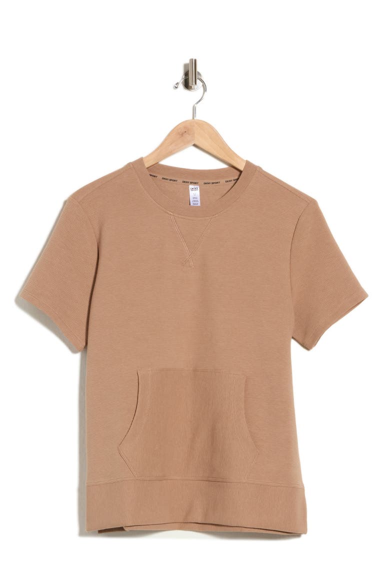 Crewneck Sweatshirt with Kangaroo Pocket, Alternate, color, WOODSMOKE