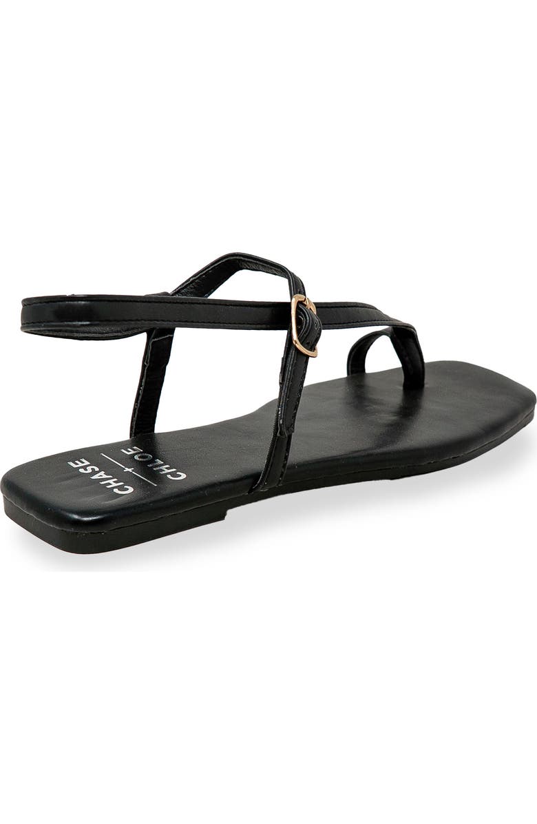 CHASE AND CHLOE Toe Loop Sandal, Alternate, color, Black Pu