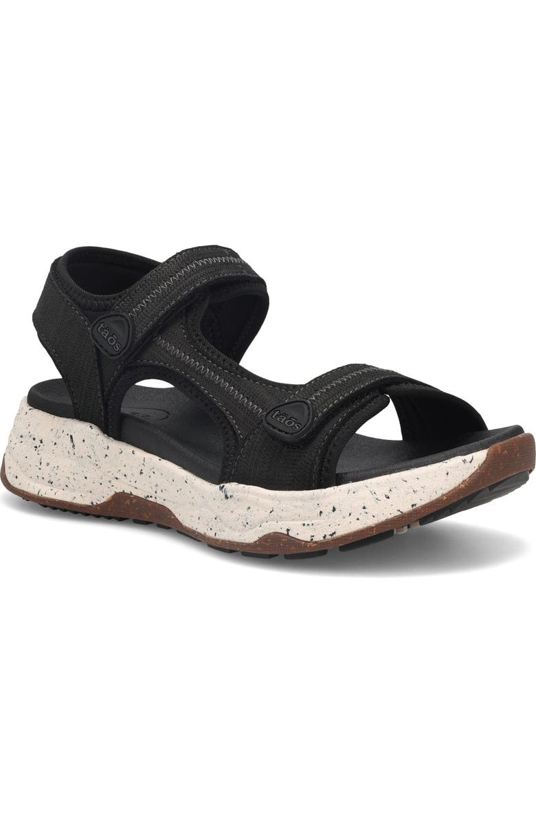Taos Super Side Sandal, Main, color, Black Emboss