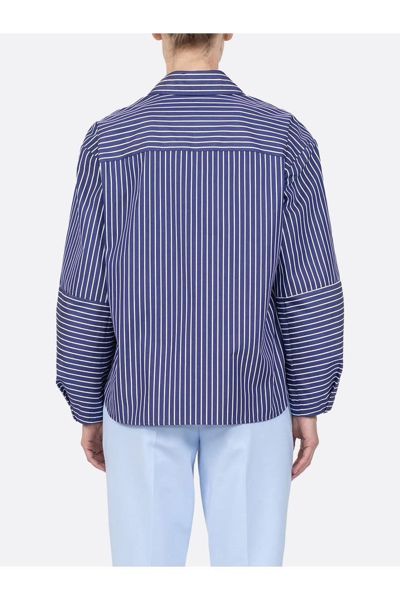Aura Lantern sleeve stripe shirt, Alternate, color, Navy/white