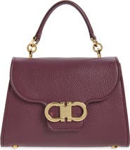 FERRAGAMO Double Gancio Leather Top Handle Bag