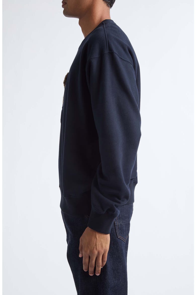Bear Patch Fleece Sweatshirt, Alternate, color, CHAIRMAN NAVY