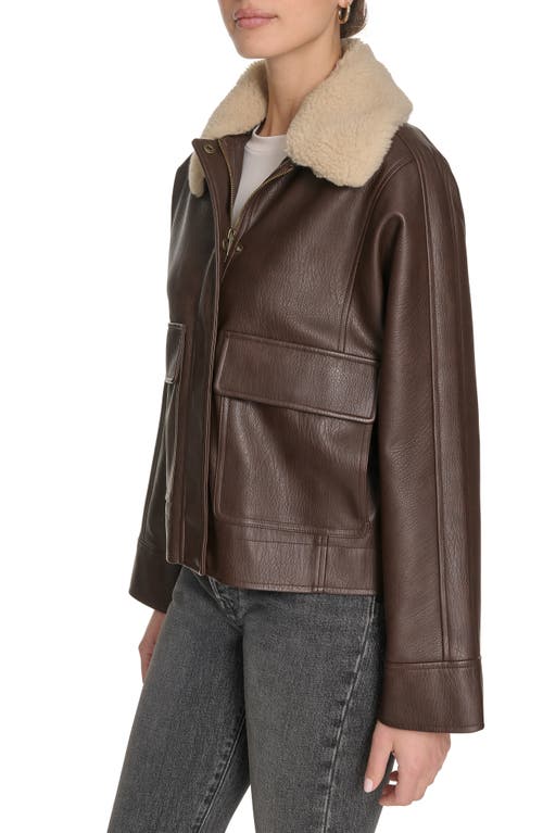 Levi's Faux Leather Aviator Jacket With High Pile Fleece Collar