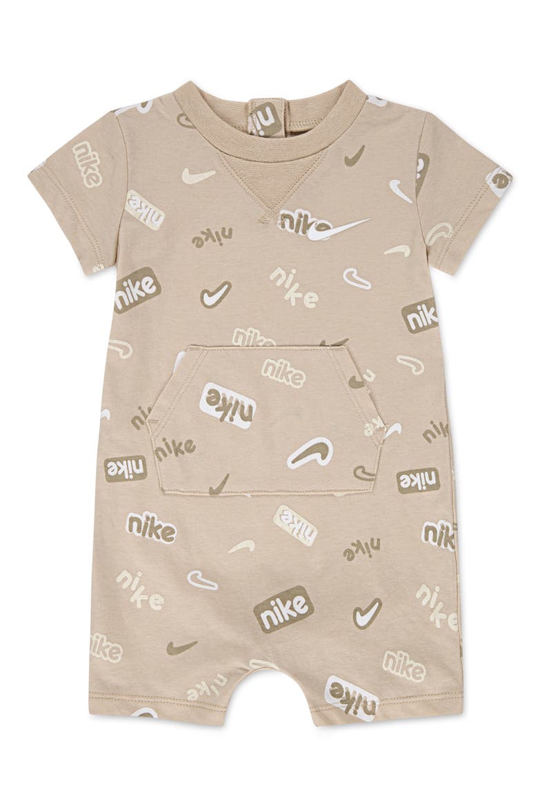 Swoosh Romper, Main, color, SANDDRIFT