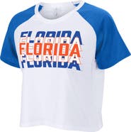 ZOOZATZ Women's ZooZatz White Florida Gators Colorblock Repeat Raglan Cropped T-Shirt