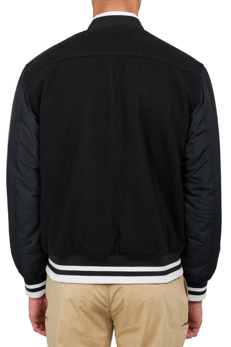 Solid Varsity Jacket, Alternate, color, BLACK