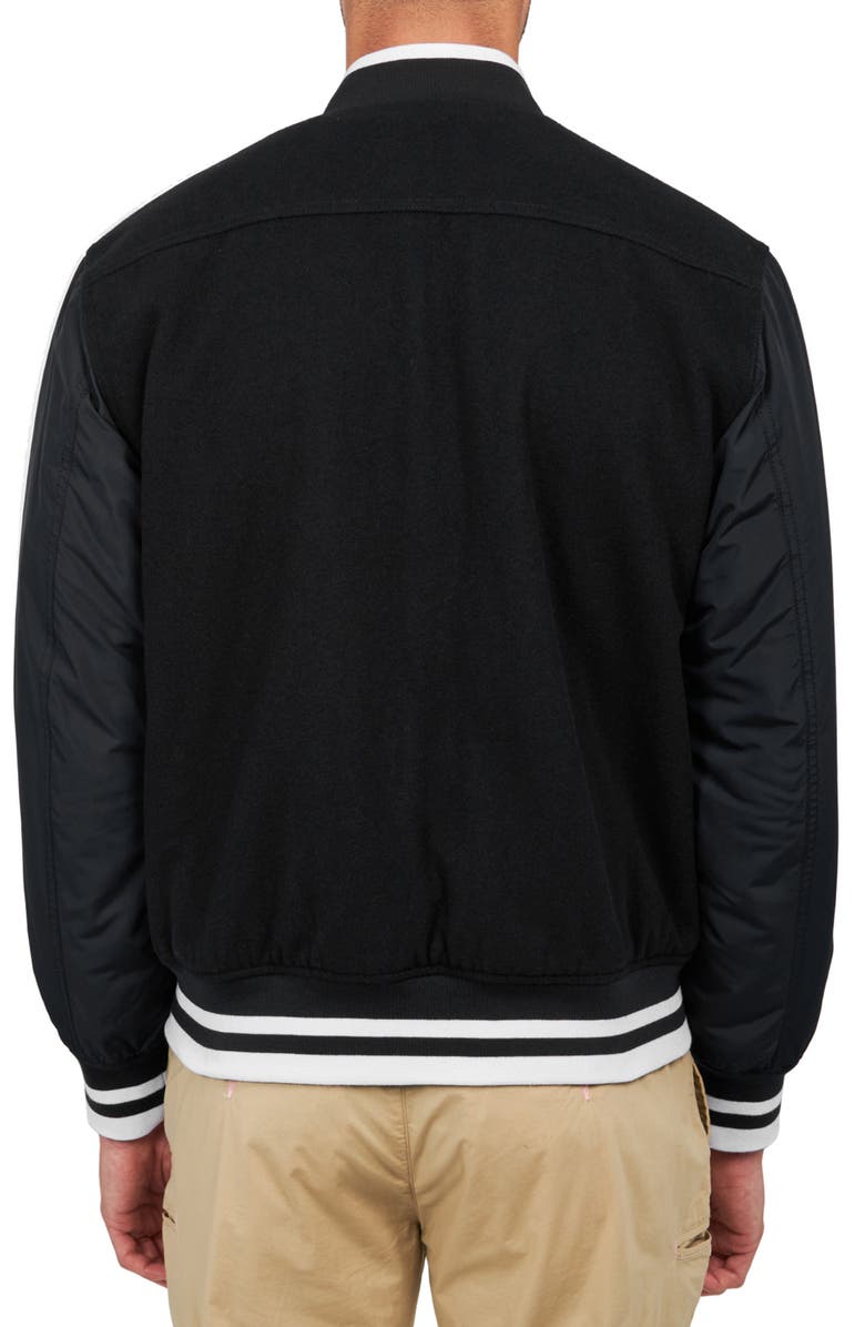 CONSTRUCT Solid Varsity Jacket, Alternate, color, Black