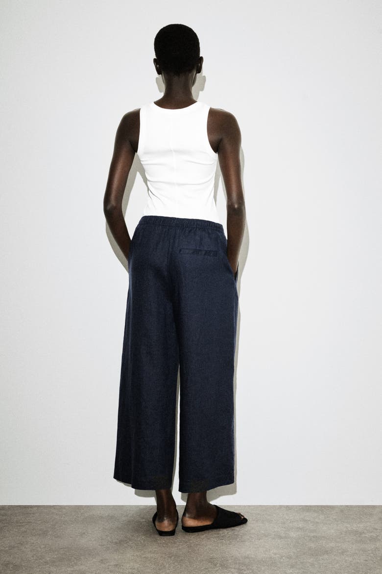 Linen Culottes, Alternate, color, NAVY