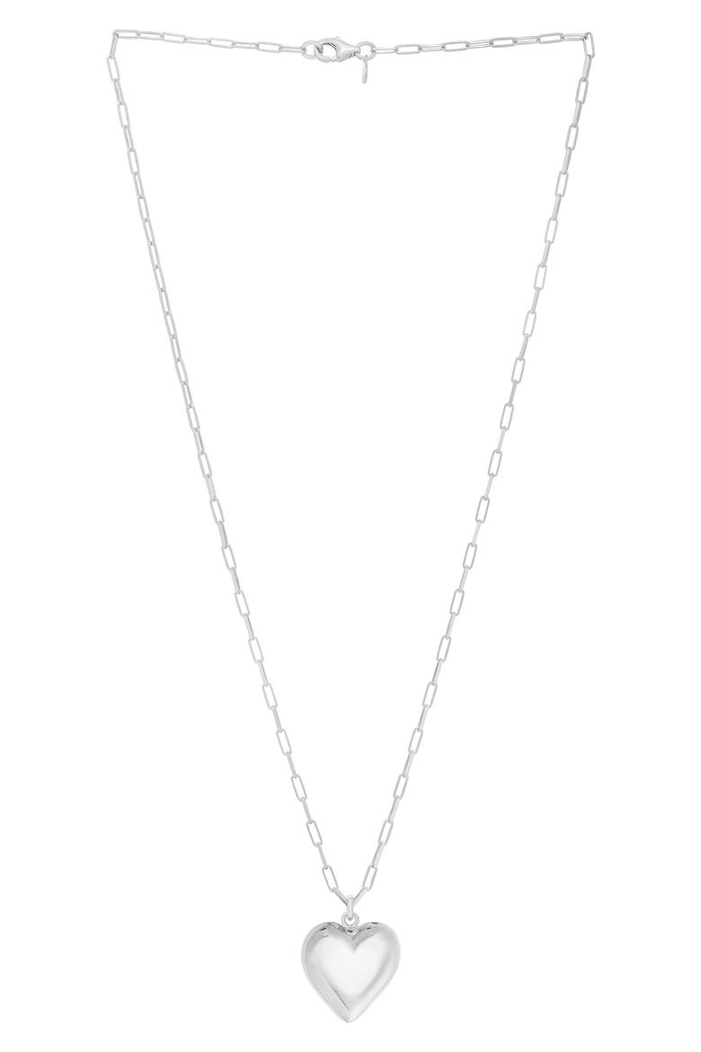Paper Clip Chain Heart Pendant Necklace, Alternate, color, RHODIUM WHITE