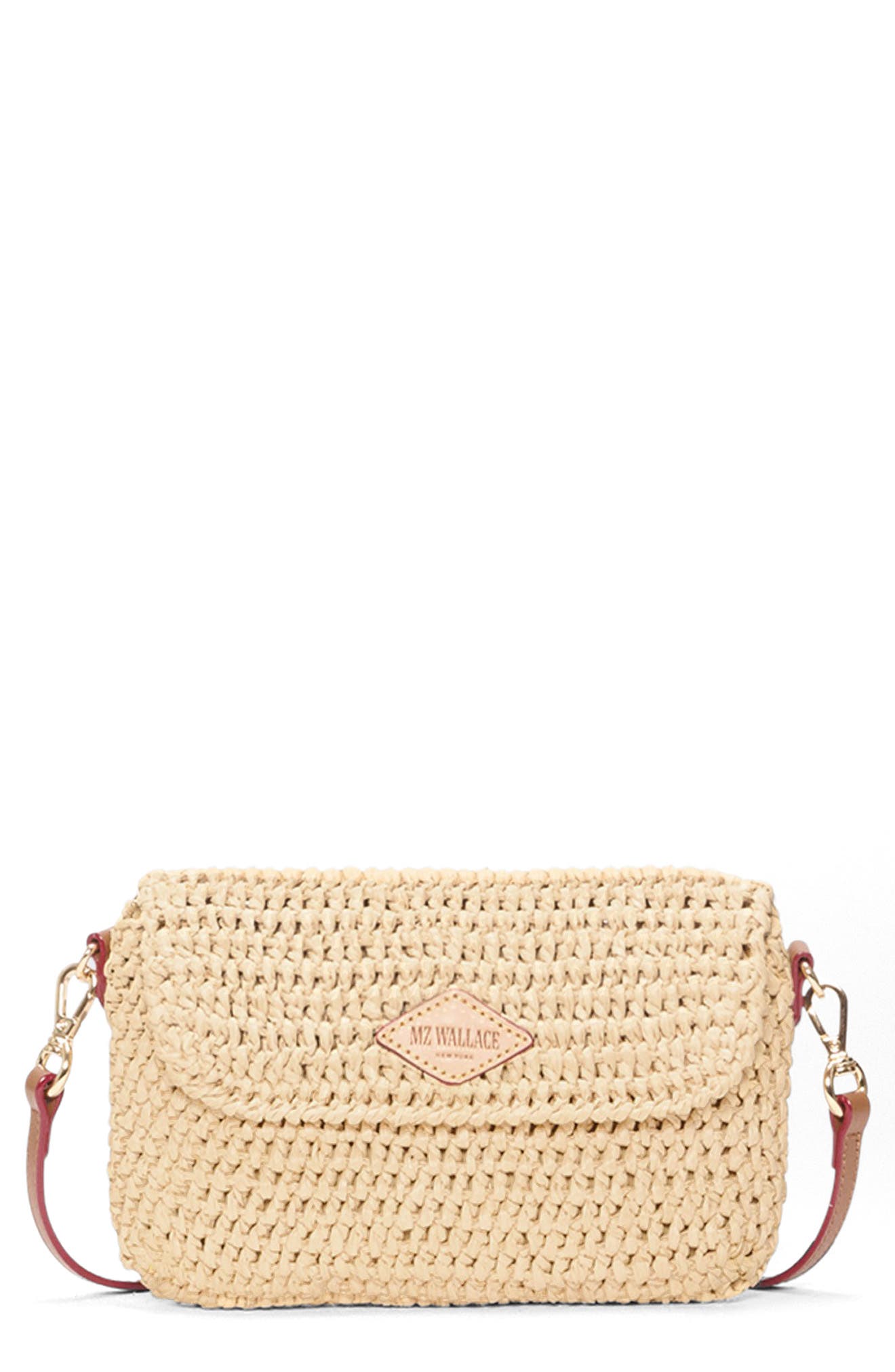 MZ Wallace Convertible Crochet Crossbody Bag, Main, color, Camel