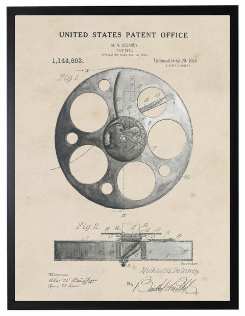 Film Reel Patent in Black Frame