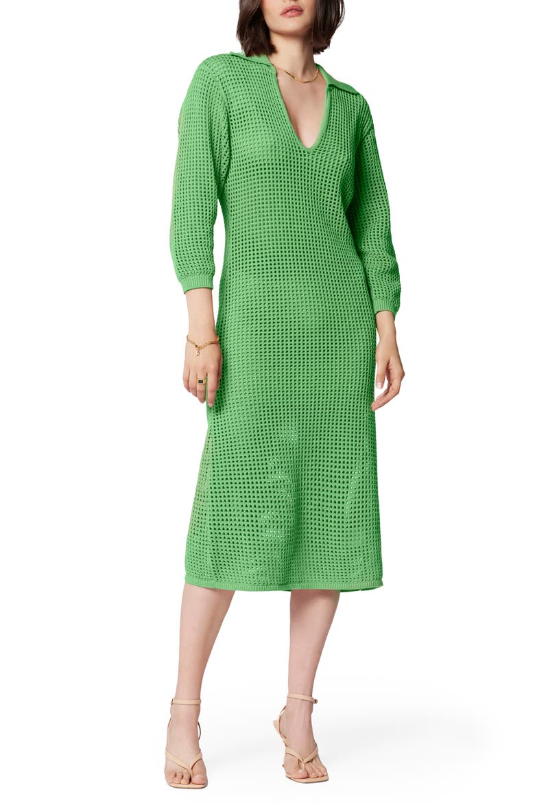 Remy Open Stitch Cotton Sweater Dress, Main, color, BRIGHT JADESHEEN